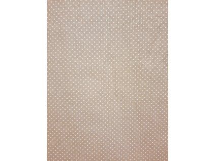 tisk - puntík bílý 2mm na béžové